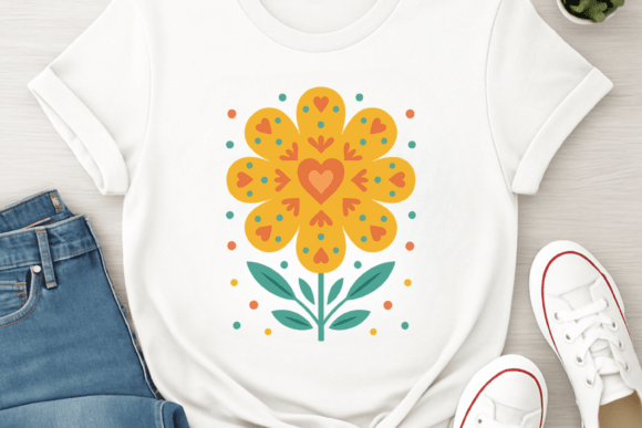Download Yellow Folk Heart Flower Sublimation - Premium Resources