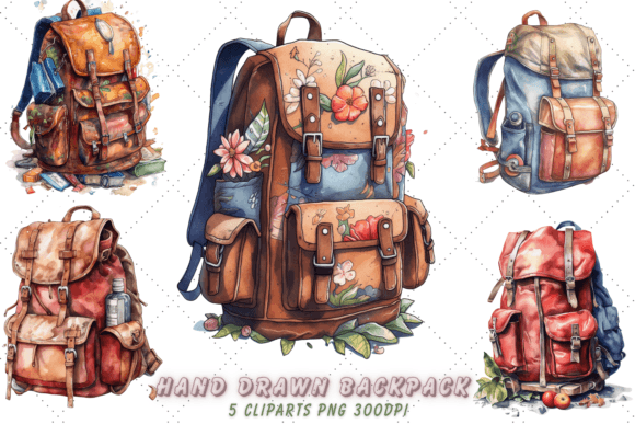 Download Cute Hand Drawn Backpack Watercolor - Premium Resources